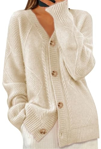Gilet Femme Long Noir Hiver Laine - Cardigan Chic Et Élégant Court Beige XL