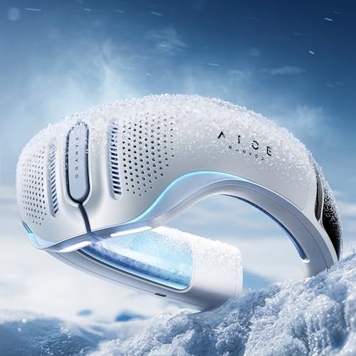 RANVOO AICE LITE Plus 2025 Max Kühlleistung [Nr.1 Kühlste & Langlebigste] Nackenventilator, Nackenklimaanlage, 6.000 mAh Wiederaufladbarer Nackenkühler, Bläst Kalte Luft, Geschenk für Mama, Weiß