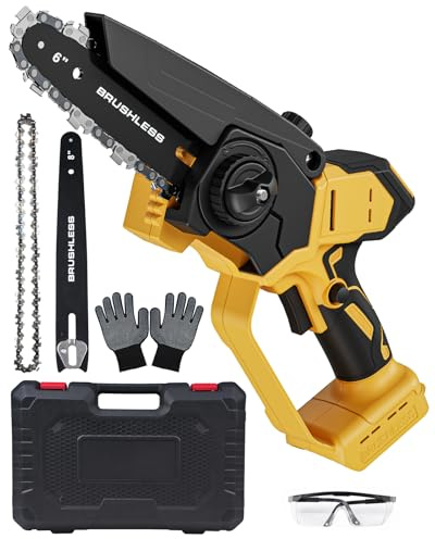 Mini Chainsaw Cordless for Dewalt Battery 20V MAX, 8-Inch and 6-Inch 2-IN-1 Chainsaw with Brushless Motor and Auto-Oiler, 1200W, for Tree Pruning Wood Cutting (Tool Only)