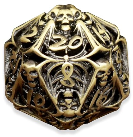 Jeu de dés polyédriques en métal creux uniques pour Donjons et Dragons DND TRPG MTG Jeu de rôle pour jeux de rôle - Accessoires cadeaux (laiton)