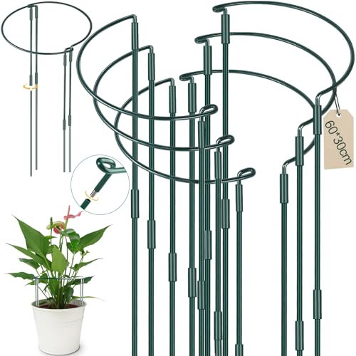 YeahBoom 6 Pièces 30x60cm Tuteurs pour Plantes,Piquets Verts Demi-Ronds Support,Soutien pour Plantes de Jardin,Support de Plantes de Jardin Demi-Rond,pour Hortensias, Pivoines, Plantes Vivace, Légume