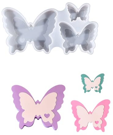 3 Stück Silikonformen Gießformen Schmetterling, Gießformen Gips Schmetterling, 3D Schmetterling Kerzengießform, Silikon Formen zum Gießen, Schmetterling Silikon für Kerzen, DIY, Seife
