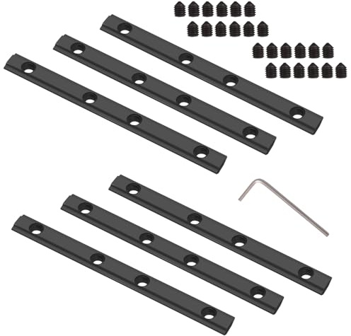 6 Stück Streckenverbinder,Aluminium-Profil-Verbinder, Gerade Innenlinie, 10 cm Länge, mit M6-Schrauben, für 30x30 Serie, 8mm Nut (Schwarz, 6PACK-3030)