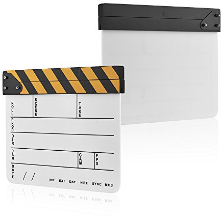 Akozon Pizarra de Película de Tablilla de Director Acrílico con Madera Colorida para Tableros de Fabricación de Películas y TV Blanco (tablero blanco)