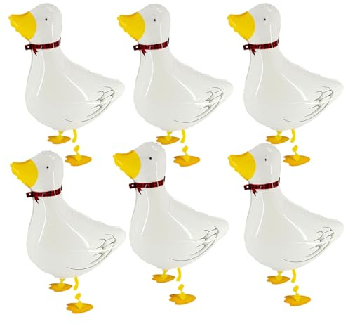 Juego de 6 globos de pato blanco y amarillo, decoraciones de fiesta temática de animales de granja para baby shower, celebraciones de cumpleaños