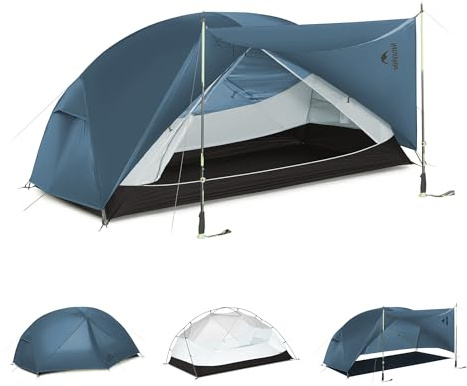 Naturehike Mongar Tent Camping Tent 2/3 Person Tent Waterproof Ultralight Trekking Tent Hiking Tent Double Layer for Hiking Climbing Outdoor Activities