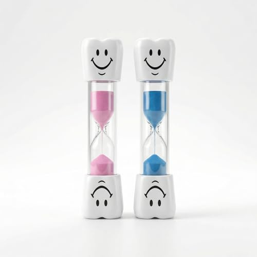 2PCS 3 Minute Toothbrush Timer for Kids - Smiley Sand Timer for Teeth Brushing - Fun Visual Hourglass Countdown Clock for Children Oral Hygiene Habits, Bathroom and Classroom Games