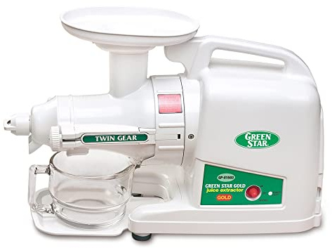 Tribest Greenstar GP-E1503 Deluxe Slow Masticating Juicer, Twin Gear Cold Press Juicer & Juice Extractor, White