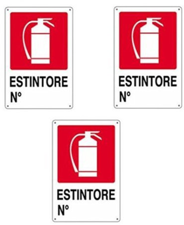 IRPot - 3 X CARTELLO SEGNALETICO IN PLASTICA  ESTINTORE N° INDICAZIONI UFFICIO