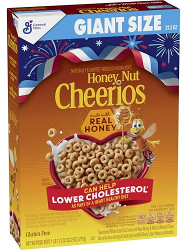 Cheerios Honey Nut Breakfast Cereal, Heart Healthy, Gluten Free, 27.2 oz