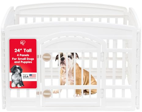 Iris USA - Box per Animali Domestici a 4 Pannelli con Porta, per Cuccioli e Cani di Piccola Taglia, Mantiene Gli Animali Domestici al Sicuro, Facile da Montare, Pieghevole, conservabile,