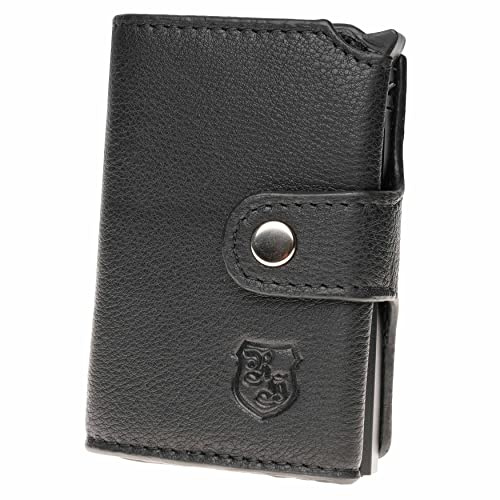 hodalump Kreditkartenetui mit RFID-Schutz aus Echt-Leder • Kompaktes Kreditkartenhalter für Damen und Herren • Geldbörse mit Kartenhüllen • Schwarz