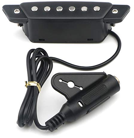 Unxuey SH-85 6 String Acoustic Guitar Soundhole Pickup, Sanding Black
