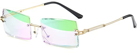 Squire Ultra-Small Frame Solglasögon för Kvinnor Män Rektangel Retro Clear Lens Rimless Solglasögon
