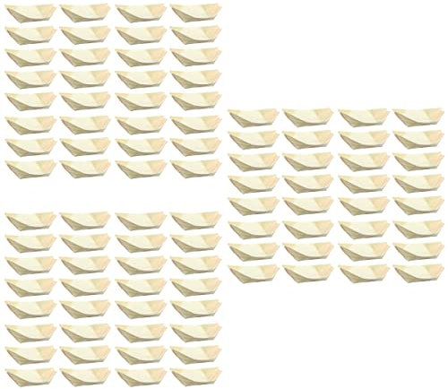 STOBOK 150pcs Wooden Boats for Food Plates Disposable Wooden Boats for Serving Food Party Garden Hot Dogs Sushi Salad Dessert Wood Tray for Catering Restaurants Home