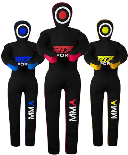 RTX MMA Judo Grappling Dummy Punching Bag Brazilian BJJ JIU Jitsu Standing Position Wrestling BJJ Dummy Martial Arts Boxing Karate Training Dummies | Canvas | UNFILLED (Red, 47 - Inches)