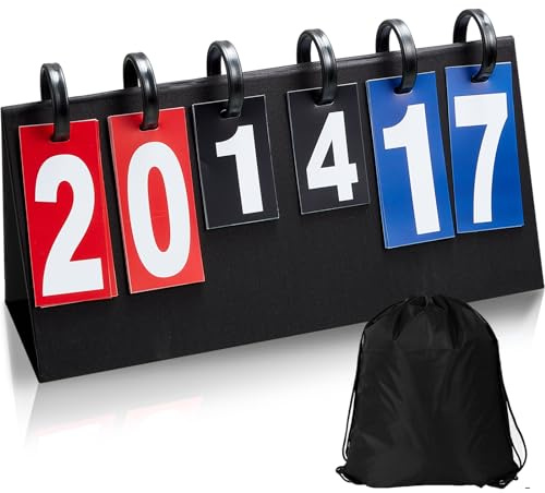 Yeaqee 1 Pcs Portable Score Keeper with Storage Bag Flip Basketball Scoreboard Tabletop Scoreboard Flipper for Indoor Outdoor Sports Match P. E Classroom Activities Game (17.3 x 10.2 Inches)