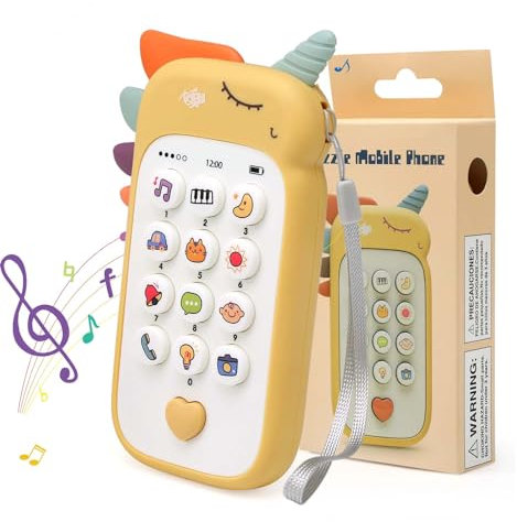Bambebe Baby Handy Musikspielzeug ab 1 Jahr, Baby Spielzeug ab 1 Jahr, Spielhandy ab 6 9 Monate Baby, Spielzeughandy mit Musiklichten, Baby TelefonGeschenk für Mädchen(Englische Version)