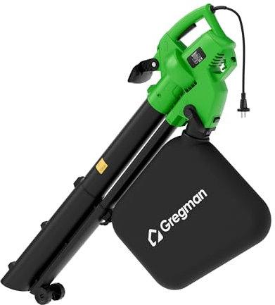 GREGMAN Picker 30 Souffleur et Aspirateur à Feuilles 2-en-1 | Vitesse du Vent 250 km/h | Sac de 45 L | Fonction de Broyage | Moteur 3300W | Nettoyage Efficace des Feuilles et Débris du Jardin