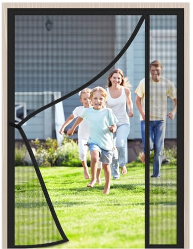 Apertura Laterale Zanzariera Magnetica Tenda 75x195cm Nero Anti Zanzare Insetti Chiusura Automatica Tenda Lavabile in Lavatrice per Porte Finestre Balcone Soggiorno