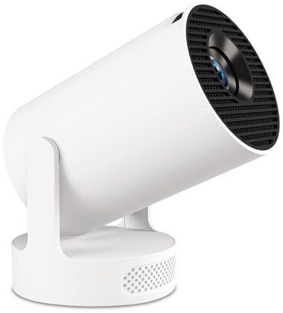 Mini Projector 4K with Android 11, Smart Projector WiFi 6 & BT 5.4 Full HD 1080P, 180° Swivel, Compatible with Smartphone, Laptop, TV Stick & USB - for Bedroom, Home, and Outdoor Movie Viewing (White)