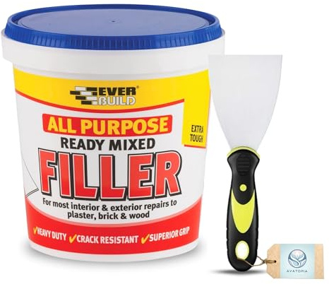 Ever build Ready Mixed Cement Filler 600g – All Purpose Interior & Exterior Wall Plaster & Brick Filler – White – Includes 3 Flexible Tool – Concrete Mix & Wallpaper Paste Ready Mixed Compatible