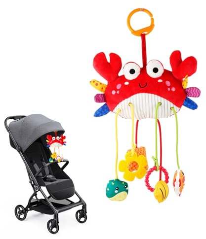 Barnvagnsleksak | Pipande plyschskallra tillbehör, barnvagnsleksak med klämma | för baby shower flickor och babypojkar 0–12 månader barnvagn, bil, spjälsäng