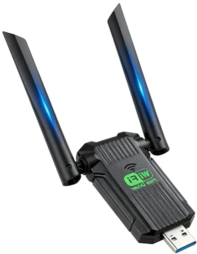 Clé USB WiFi Puissante AC 1300Mbps, Carte USB 3.0 Double Bande 2.4/5GHz Antenne Carte Dongle WiFi 5dBi Longue Portée, Adaptateur Double Antenne pour PC Laptop, Compatible avec Windows 11/10/8/7/XP