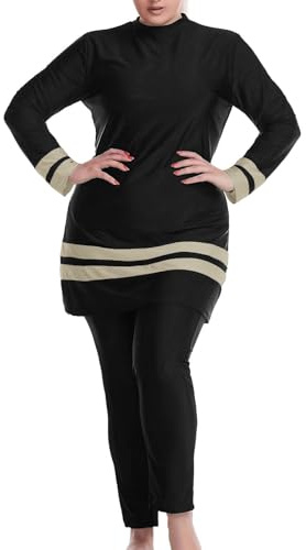Maillots de Bain islamiques pour Femmes : Burkini à Manches Longues, 3 pièces, Hijab noué sur Le Devant, Maillot de Bain pudique Couvrant entièrement, Rashguard - Maillot de Bain Islamique