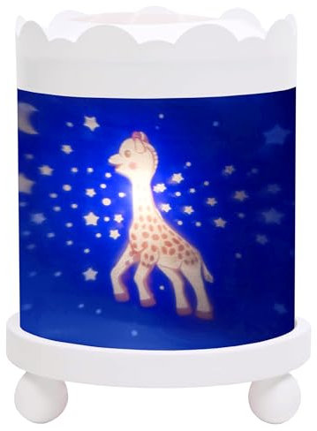 Trousselier - Sophie Die Giraffe - Nachtlicht - Magisches Karussell - Ideales Geburtsgeschenk - Farbe Holz weiß - animierte Bilder - beruhigendes Licht - 12V 10W Glühbirne inklusive - EU Stecker