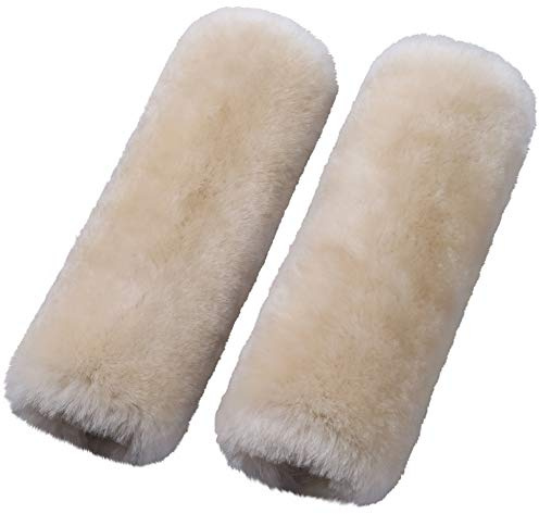 OGLAND 2 Pack Sheepskin Car Seat Belt Cover Pads | Wool Seatbelt Cushions
