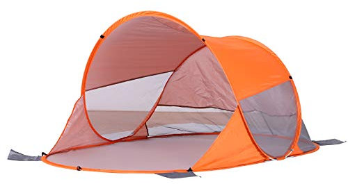 Outsunny 1-2 Person Pop up Beach Tent Hiking UV 30+ Protection Patio Sun Shade Shelter Portable Automatic - Orange