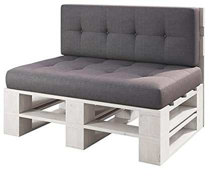 sunnypillow palettenmöbel Europaletten Indoor und Outdoor - Lounge gartenmöbel Holz gartenmöbel Set Lounge möbel Terrasse Balkon loft Stil Paletten Palette (Weiß Bank 120 x 60 cm Höhe : 30 cm)