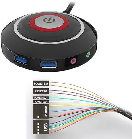 Yisanba Desktop PC-Gehäuseschalter,Remote-PC-Netzschalter Reset HDD Taster mit Dual USB Ports, Power-Taste, Audio Ports für Desktop PC Artikel