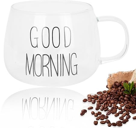 Natudeco Tazza da caffè Tazza da caffè espresso Tazza da cappuccino Bicchiere da caffè in vetro Tazza da caffè da viaggio Tazza da caffè isolata per tè al latte Cocktail BevandeEtichetta nera