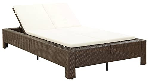 Festnight sonnenliege 2 Personen Polyrattan Doppelliege Sonnenliege gartenbett Outdoor Gartenliege für 2 Personen Relaxliege sonneninsel Outdoor-Typ 3