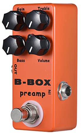 HUIOP B-Box - förförstärkare för elgitarr, Overdrive-effektpedal, helt metallskal, True Bypass