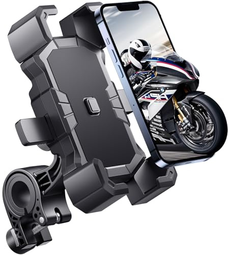 Delobon Bike Phone Holder Handlebar,Motorcycle Phone Mount,ATV Cell Phone Clamp,Scooter Phone Clip for iPhone 15 Pro Max14 13 12plus, Samsung S24Ultra S23 and More 4.7 to 7.0 inch Phone