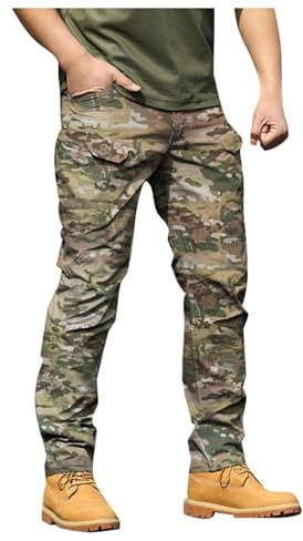 RUMAOZIA Pantaloni cargo da uomo, mimetici, per attività all'aria aperta, con tasche, elasticizzati, per il tempo libero, per la caccia, l'escursionismo, la combattimento, pantaloni lunghi da lavoro