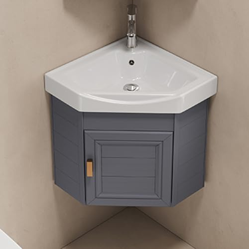 VSTQNXR Mueble Baño Suspendido Muebles De Baño con Lavabo Armario De Lavabo De Esquina con Fregadero, Diseño De Lavamanos De Pared Montado(Color:Dark Gray,Size:43cm/16.92in)
