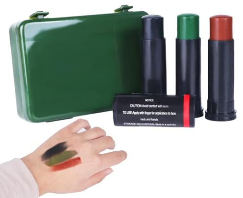 Peinture pour le visage camouflage - Peinture pour le visage 3 couleurs | Peinture pour le visage camouflage 3 couleurs | Bâton d'application | Maquillage de dissimulation longue durée facile à utilis