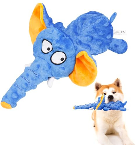 Partideal Hundespielzeug, Hund Quietschspielzeug mit Knitterpapier, Plüschtier Hund, Interaktives Plüsch Kauspielzeug für Welpen, kleine, mittlere Hunde, Blau