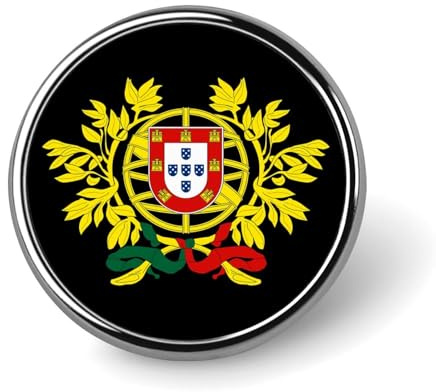 Escudo de Armas de Portugal Broche Redondo Pin de Solapa Corbata Traje Accesorios de Vestir para Hombres Mujeres Boda Cumpleaños