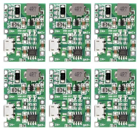 LAOMAO Convertitore DC-DC Boost 18650 Modulo Integrato di Carica e Scarica della Batteria al Litio 3.7V 5V 9V 24V Regolatore di Tensione Step Up Regolabile (Confezione da 6)