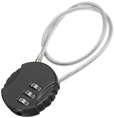 1 Piezas Candados Cable Flexible, Candados Combinación Equipaje, Candado Combinación 3 Dígitos, Candado Cable Combinado, Candado Combinación, para Gimnasio Maleta Equipaje (Negro)