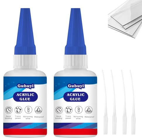 50ml*2 Colle Acrylique, Colle Forte Plastique, Mastic Acrylique, colle Maquette Plastique, Transparente et Sans Trace, Adapté au Collage d'Acrylique