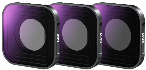 NEEWER ND filterset kompatibelt med GoPro Hero 13 12 11 10 9 (3-pack), ND8 ND16 ND32 kit fototillbehör action neutral densitet med flerlagers HD optiskt glas, FL-GP13