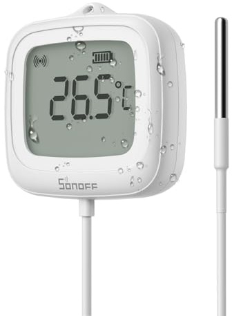 SONOFF SNZB-02LD Zigbee wasserdichter Temperatursensor mit 1,5 m Edelstahlsonde, LCD-Display, -40~115°C Bereich, APP-Überwachung, magnetische Halterung, kompatibel mit Zigbee-Hub