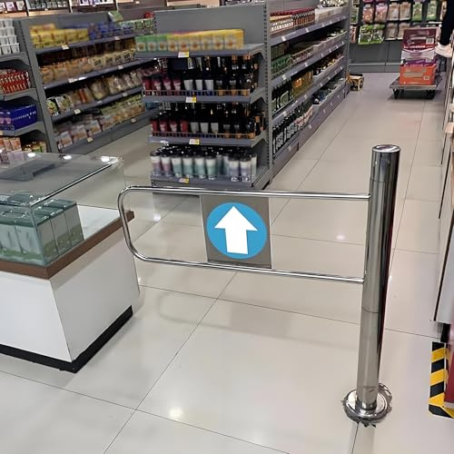 Generico Porta di Sicurezza a Battente in Acciaio Inossidabile a 1 Via per Ingresso supermercato, cancello pedonale Manuale, Porta d'ingresso Magazzino Resistente, Apertura a 90°, 2,3 * 3,18 Piedi