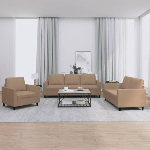 RJPLMFV Set di Divani 3 pz con Cuscini cappuccino in Similpelle Divano da ufficio Divano per Salotto Adatto per camere da letto